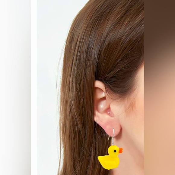 MANDARIN DUCK YELLOW DANGLE EARRINGS - Picture 2 of 5